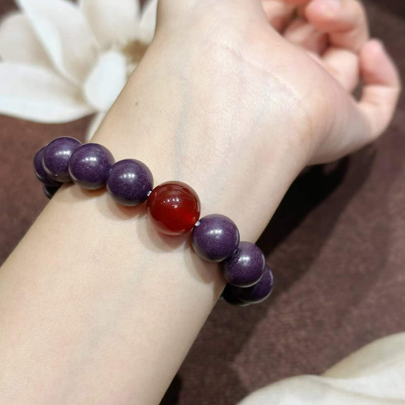 Auspicious Token R-B42 丨Matte Purple Auspicious Scent Wrist Beads Red Agate Moonstone Accent