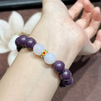 Auspicious Token R-B42 丨Matte Purple Auspicious Scent Wrist Beads Red Agate Moonstone Accent