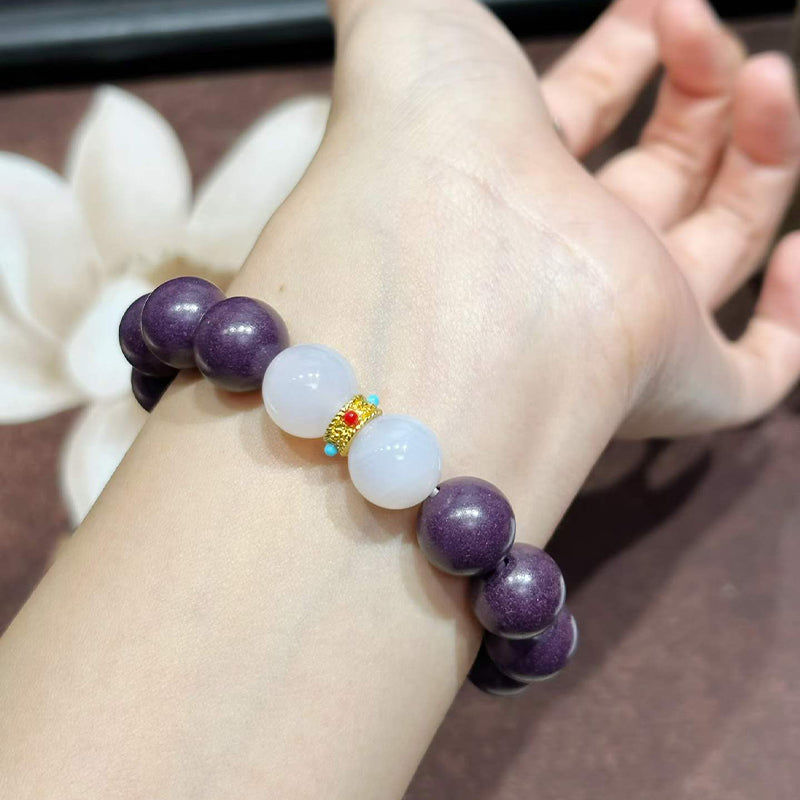 Auspicious Token R-B42 丨Matte Purple Auspicious Scent Wrist Beads Red Agate Moonstone Accent