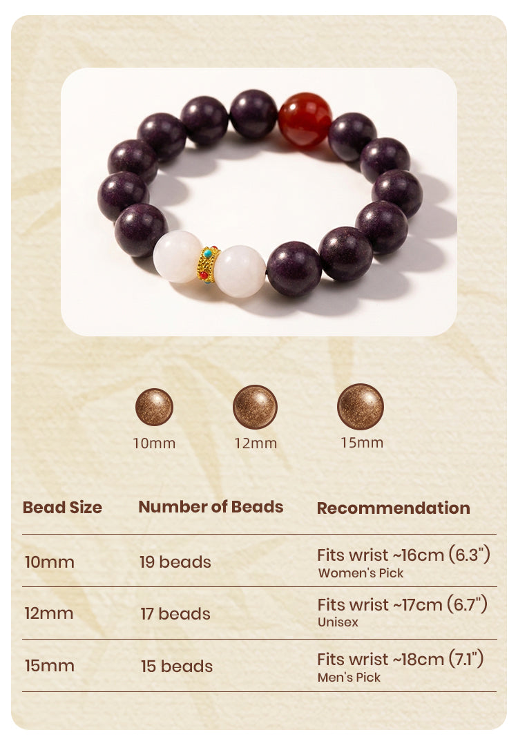 Auspicious Token R-B42 丨Matte Purple Auspicious Scent Wrist Beads Red Agate Moonstone Accent