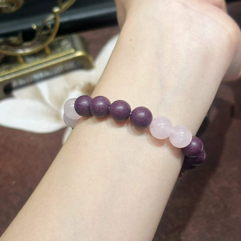 Night Soft R-B43丨Evening Hush Scent Matte Deep Purple Plant Aroma Wrist Beads with Pink Jade Sandalwood Lotus Pod Accents