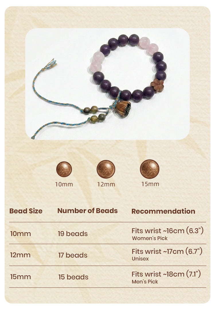 Night Soft R-B43丨Evening Hush Scent Matte Deep Purple Plant Aroma Wrist Beads with Pink Jade Sandalwood Lotus Pod Accents