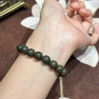 Pine Wood Whisper R-B44丨 Pine Wood Whisper Ancient Forest Blended Plant Aroma Wrist Beads with Gold Inlaid Green Jade Clover Accents