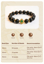 Pine Wood Whisper R-B44丨 Pine Wood Whisper Ancient Forest Blended Plant Aroma Wrist Beads with Gold Inlaid Green Jade Clover Accents