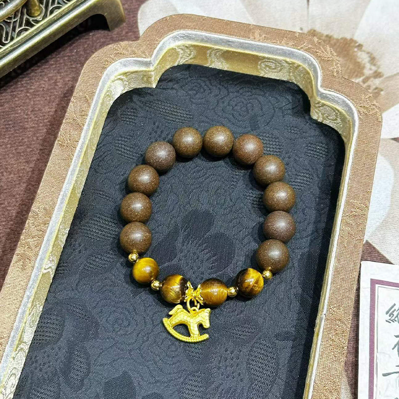 Oriental Zen Scented Bead Bracelet Tiger Eye Gold Horse