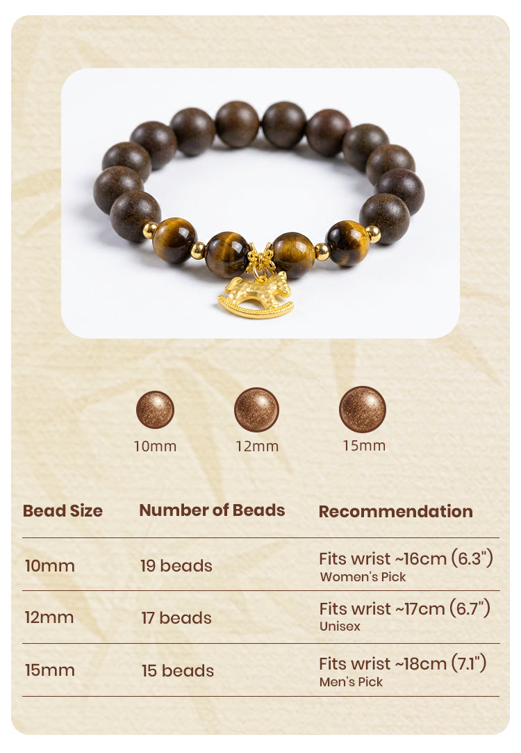 Oriental Zen Scented Bead Bracelet Tiger Eye Gold Horse
