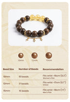 Han Palace Skin Scent R-B49 丨Dark Brown Plant Aroma Wrist Beads with Clear Yellow Crystal & Star Metal Charms