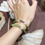 Verdant Jiangnan R-B51丨Artisan Aromatic Bracelet Featuring Hetian Jade, Jasmine & Green Tea Resin Beads