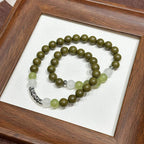 Verdant Jiangnan R-B51丨Artisan Aromatic Bracelet Featuring Hetian Jade, Jasmine & Green Tea Resin Beads