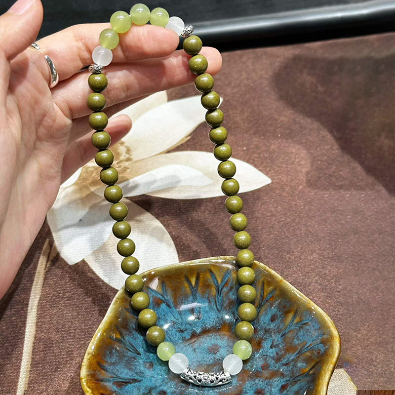 Verdant Jiangnan R-B51丨Artisan Aromatic Bracelet Featuring Hetian Jade, Jasmine & Green Tea Resin Beads