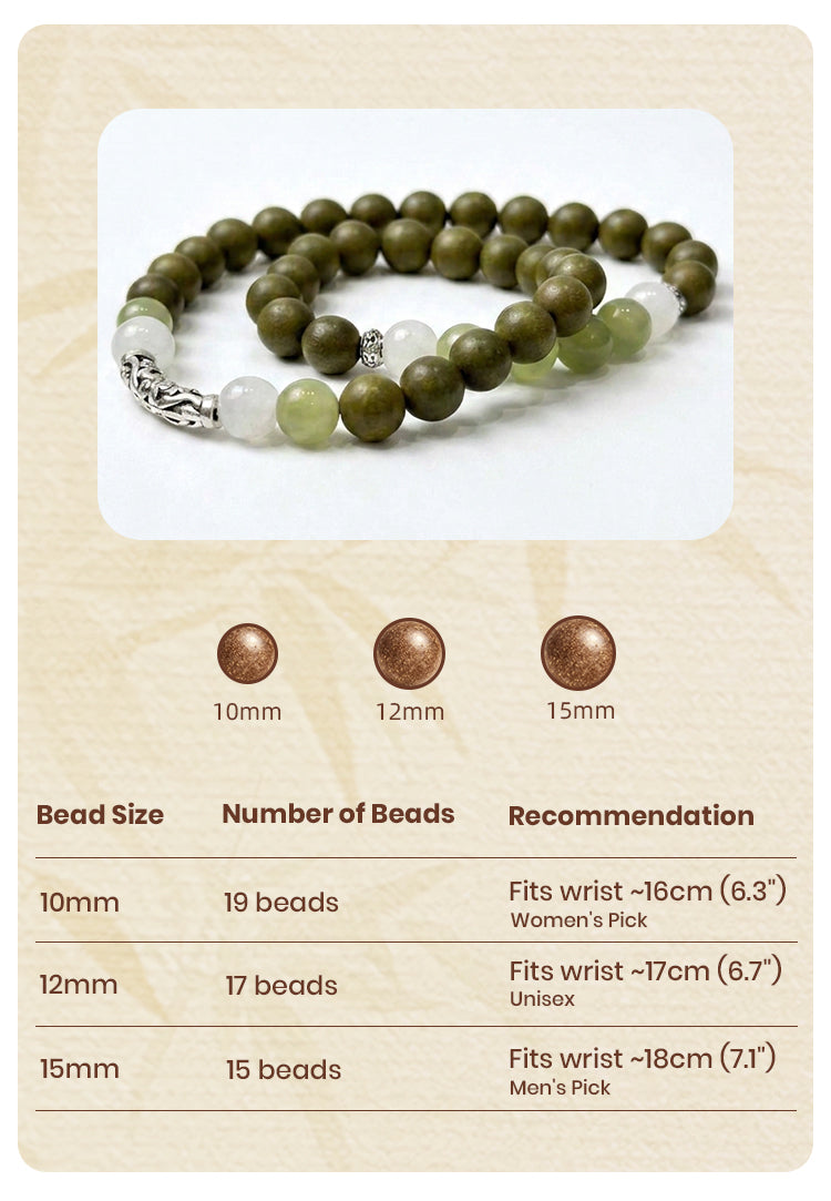 Verdant Jiangnan R-B51丨Artisan Aromatic Bracelet Featuring Hetian Jade, Jasmine & Green Tea Resin Beads