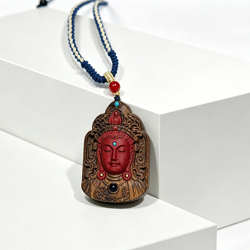 High-end custom-made · Red-inlaid Guanyin - Projection Stone
