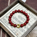 Handcrafted Reconstructed Cinnabar Scented Wrist Strand R-B60 Mild Botanical Aroma with Gilded Rotating Spacer Bead