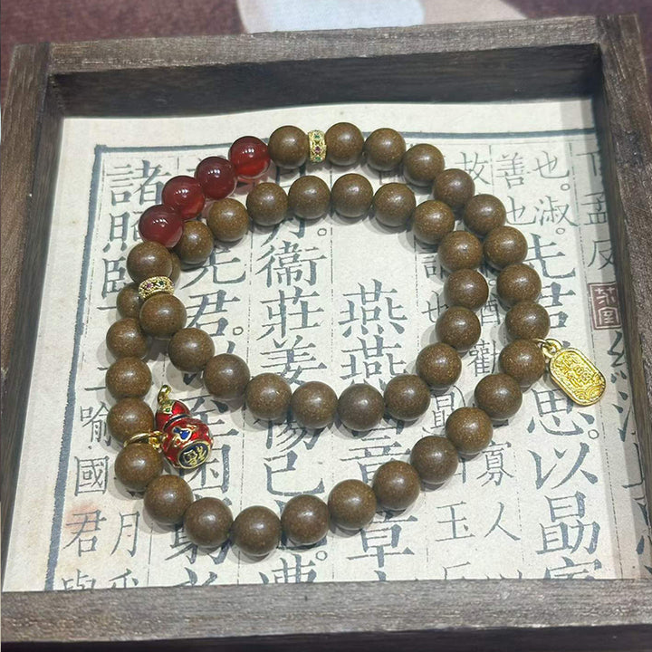 Golden Wood Dual R-B65丨Dual Loop Woody Herbal Scent Bead Wrist Ornament, Ancient Oriental Vintage Wearing Fragrance