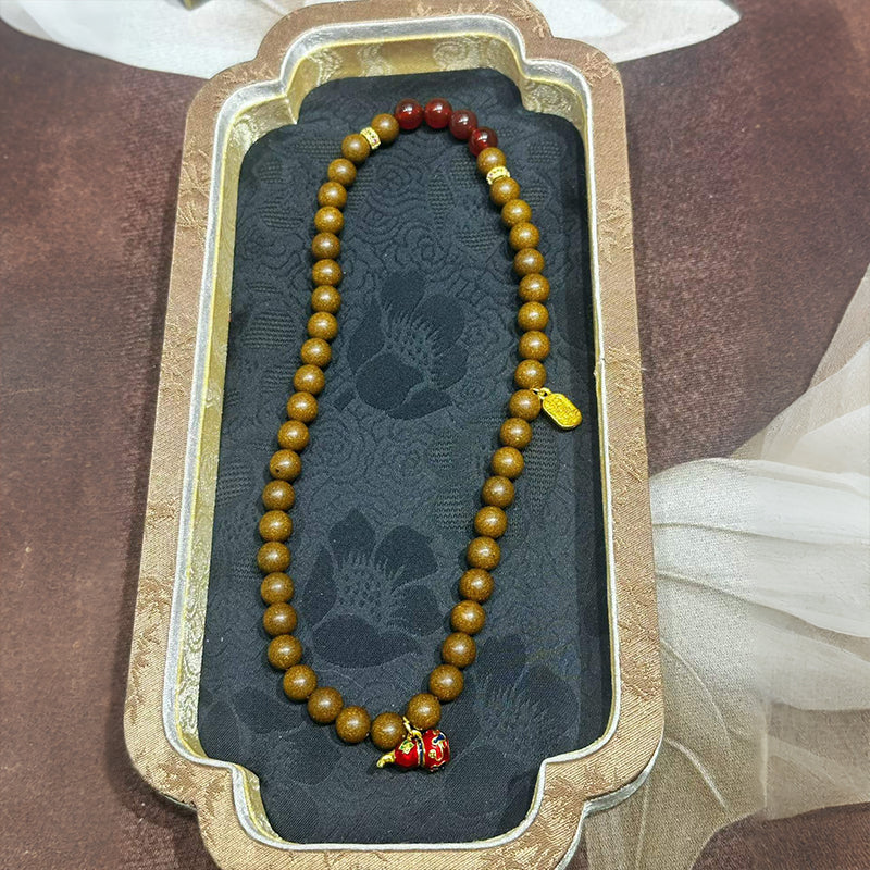 Golden Wood Dual R-B65丨Dual Loop Woody Herbal Scent Bead Wrist Ornament, Ancient Oriental Vintage Wearing Fragrance