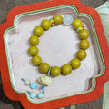 Pear Chamber Incense R-B69丨Tang Dynasty Natural Mild Sweet Fruit-Wood Aroma Bead Ornament with Floral Agate Accent