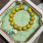 Pear Chamber Incense R-B69丨Tang Dynasty Natural Mild Sweet Fruit-Wood Aroma Bead Ornament with Floral Agate Accent