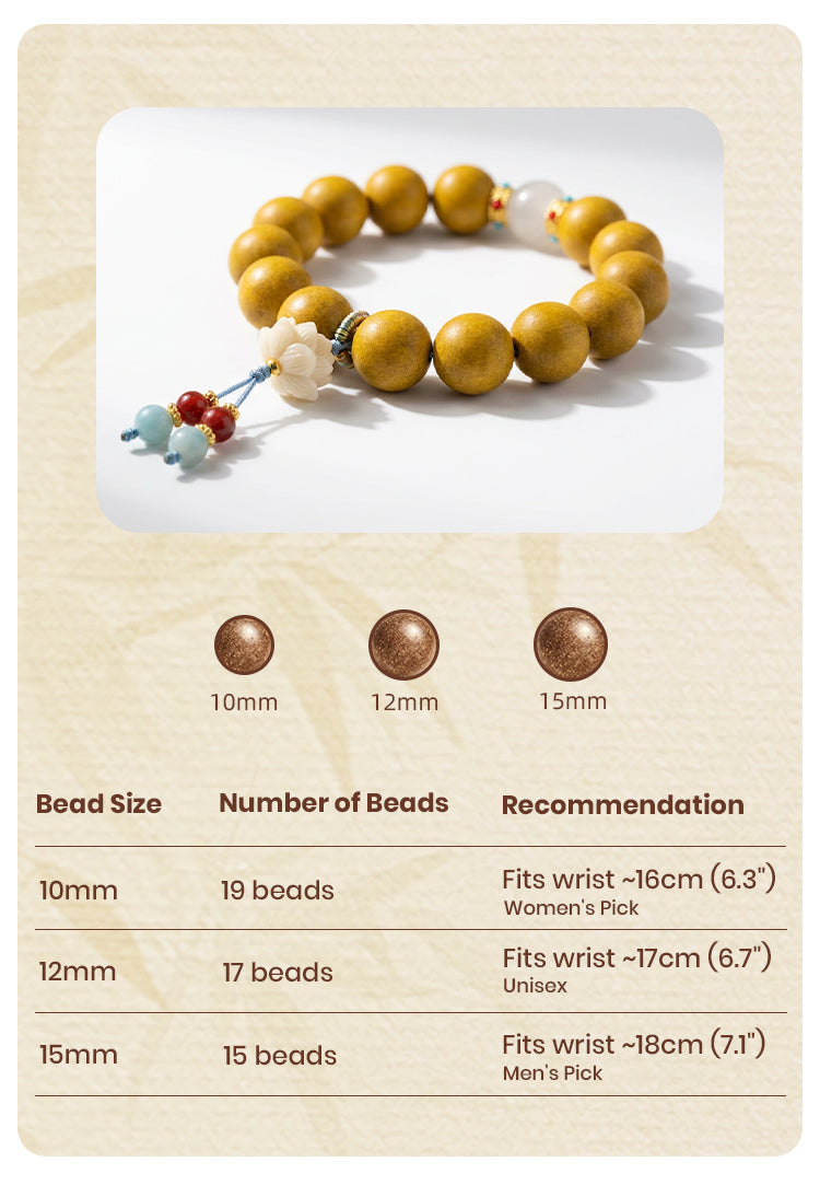 Pear Chamber Incense R-B69丨Tang Dynasty Natural Mild Sweet Fruit-Wood Aroma Bead Ornament with Floral Agate Accent