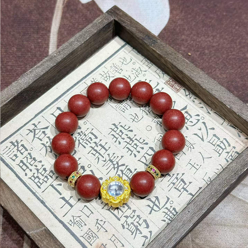 Crimson R-B71丨Soft Warm Woody Aroma Bead Ornament with Gilded Crystal Accent, Gentle Subtle Fragrance for Quiet Daily Mood