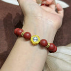 Crimson R-B71丨Soft Warm Woody Aroma Bead Ornament with Gilded Crystal Accent, Gentle Subtle Fragrance for Quiet Daily Mood