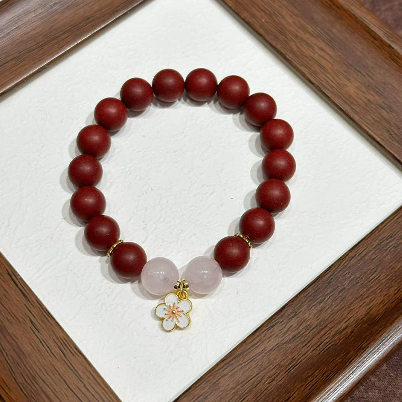 Cherry Rouge R-B73丨Handmade Rouge Scent Bead Wrist Ornament, Vintage Chinese Cherry Blossom Fragrance Accessory for Gentle Daily Relax