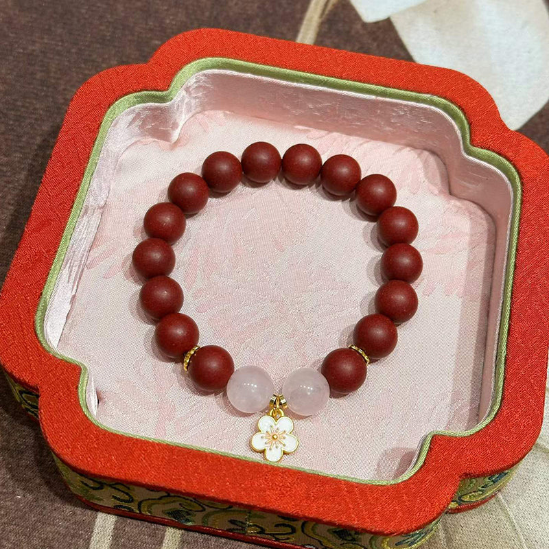 Cherry Rouge R-B73丨Handmade Rouge Scent Bead Wrist Ornament, Vintage Chinese Cherry Blossom Fragrance Accessory for Gentle Daily Relax