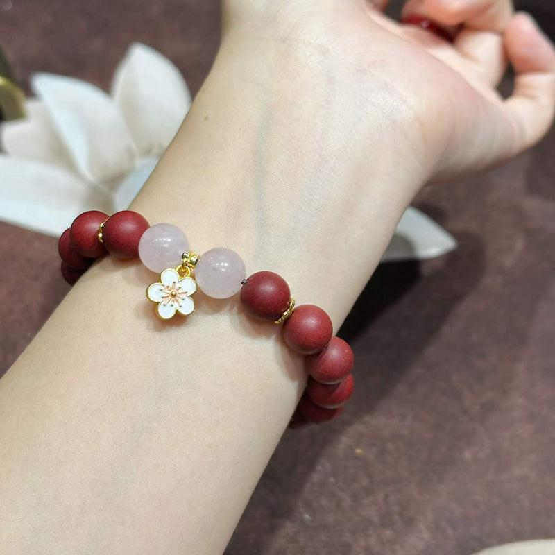 Cherry Rouge R-B73丨Handmade Rouge Scent Bead Wrist Ornament, Vintage Chinese Cherry Blossom Fragrance Accessory for Gentle Daily Relax