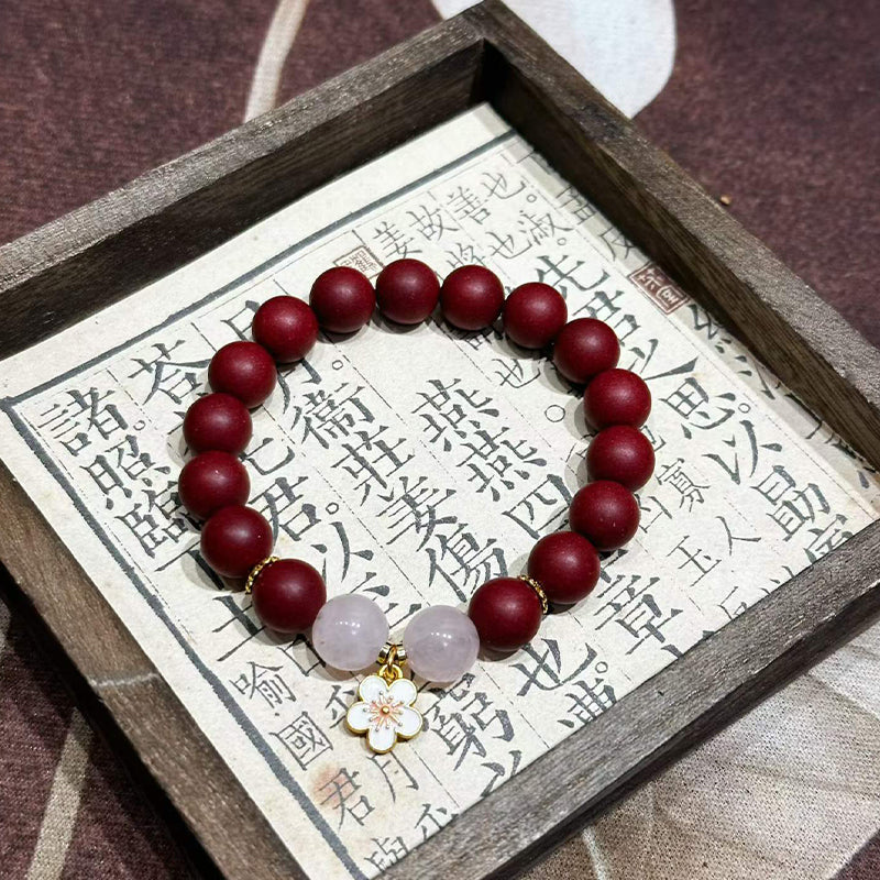 Cherry Rouge R-B73丨Handmade Rouge Scent Bead Wrist Ornament, Vintage Chinese Cherry Blossom Fragrance Accessory for Gentle Daily Relax