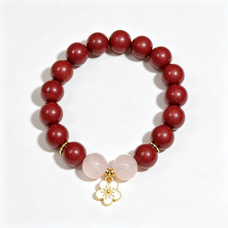 Cherry Rouge R-B73丨Handmade Rouge Scent Bead Wrist Ornament, Vintage Chinese Cherry Blossom Fragrance Accessory for Gentle Daily Relax