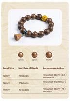 Xi Ji Ancient Scent R-B09丨Handmade Ancient Xi Ji Formula Woody Incense Bead Bracelet with Lacquer Beads & Peach Wood Lotus Pendant
