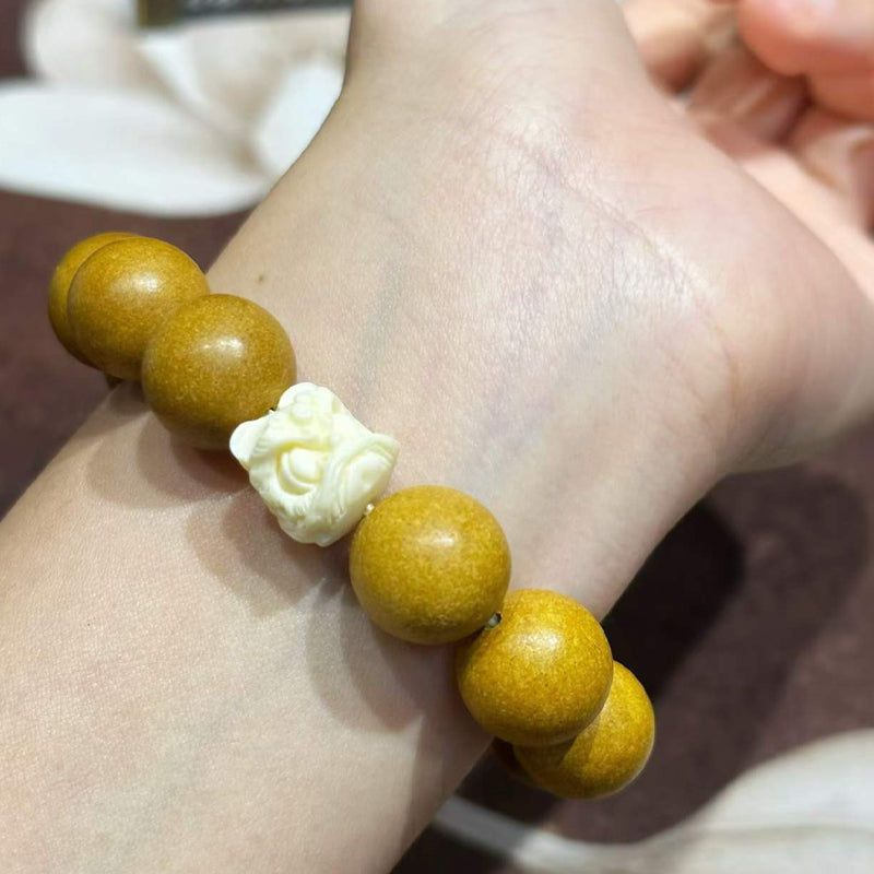 Pearl Chamber Aroma R-B76丨Traditional Hand Rolled Warm Tone Pear & Agarwood Blended Scent Wrist Piece