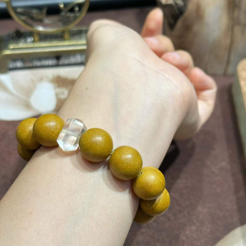 Pearl Chamber Aroma R-B76丨Traditional Hand Rolled Warm Tone Pear & Agarwood Blended Scent Wrist Piece