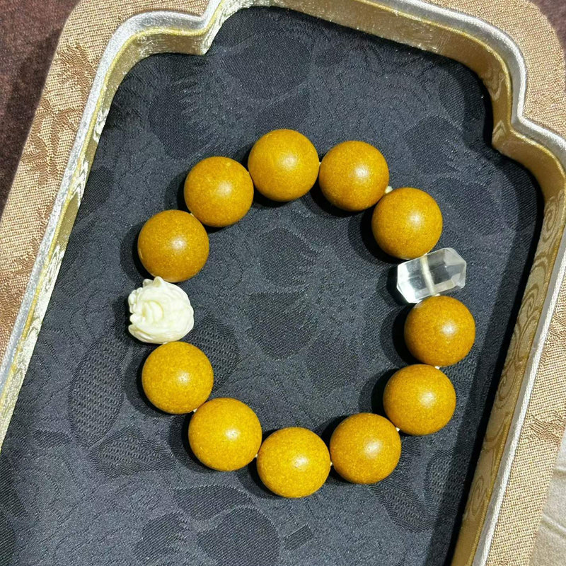 Pearl Chamber Aroma R-B76丨Traditional Hand Rolled Warm Tone Pear & Agarwood Blended Scent Wrist Piece